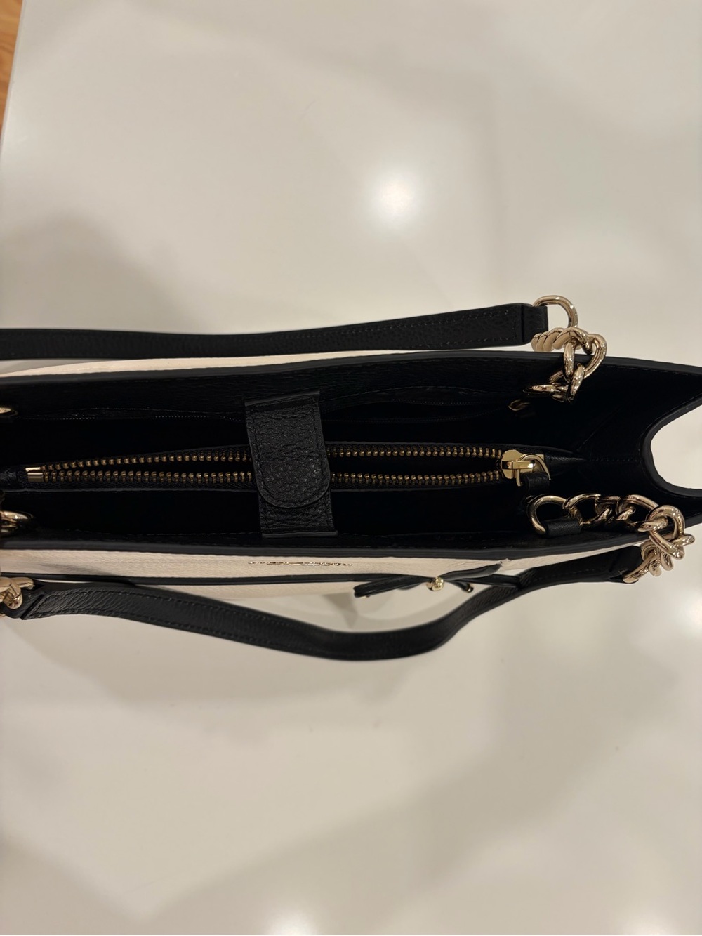 kate spade Cream Shoulder Bag with Black Trim and Bow Detail - Picture 6 of 10